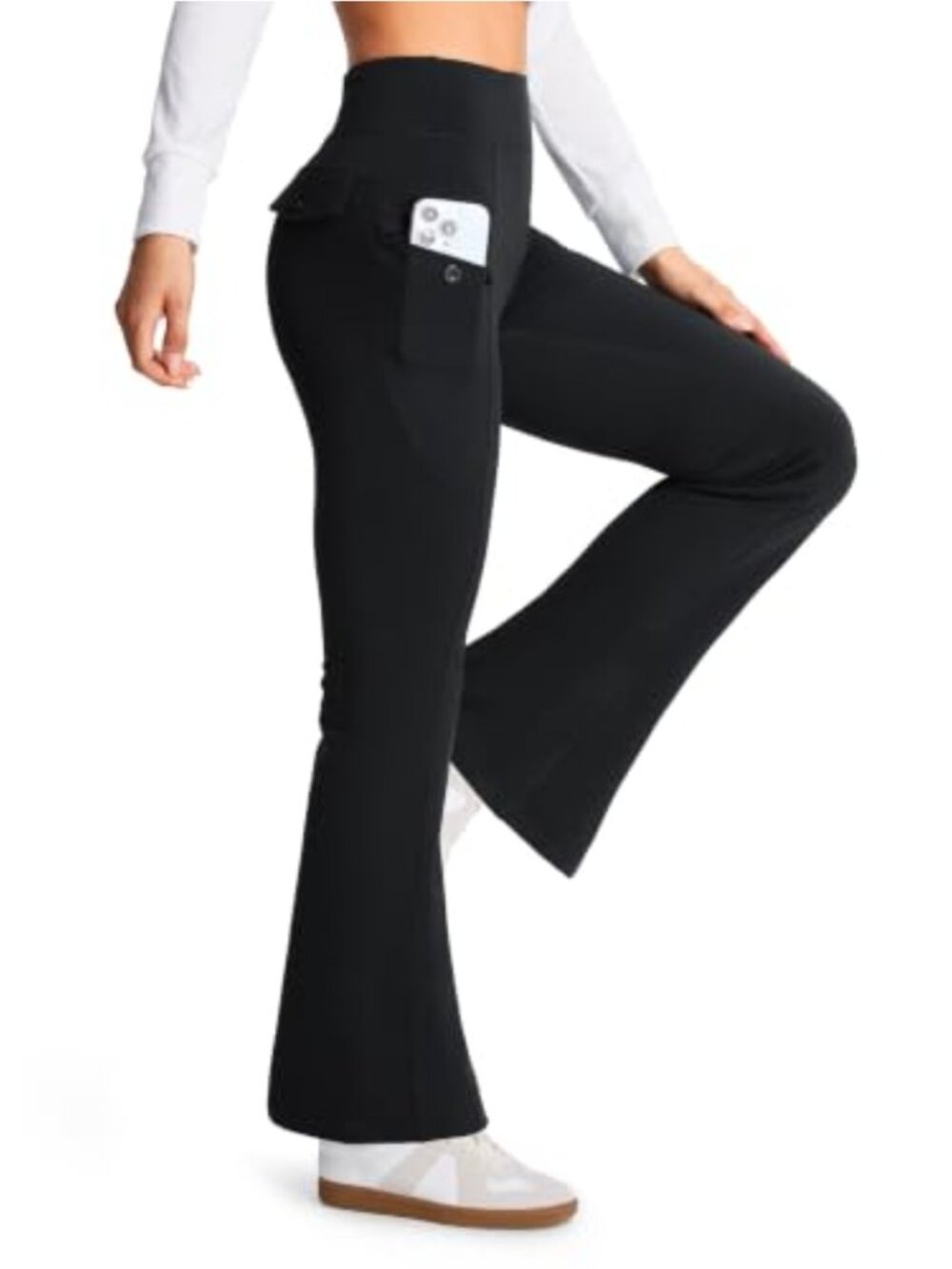 Fleece Lined Flare Leggings Water Resistant High Waist Yoga Pants